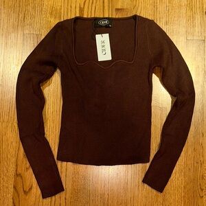 Cider Chocolate Ribbed Knit Top